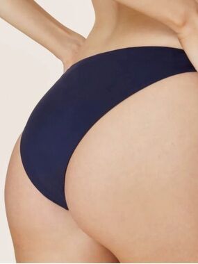 Andie Swim Navy Cheeky Swim Bottom Medium Rise High Leg Cut Size Small